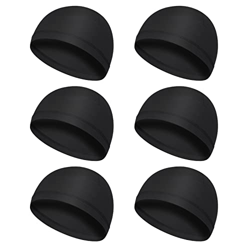 Yolev 6 Piezas Gorra para Casco de Bicicleta Gorra Negra Elástica con Forro para Casco Gorra de Calavera para Hombres y Mujeres Accesorios para Casco de Motocicleta