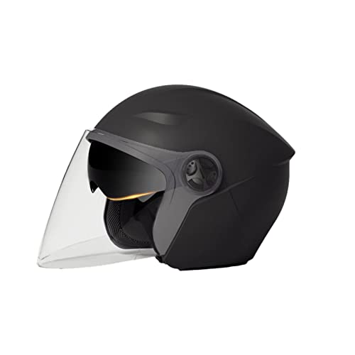 leryveo Cascos de Moto Abiertos,Cascos de Moda 3/4 con visores Dobles | Cascos de Protección Adulto All Seasons Universales para Motocicletas Bicicletas