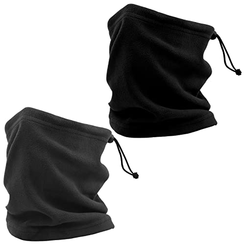 Jinlaili 2 Piezas Braga Cuello con Multifunción, Protectores Faciales para la Cabeza, Mascarilla Bandana Negro, Calentador de Cuello Ideal para en Invierno Ciclismo, Senderismo, Moto, Pesca, 26×25cm