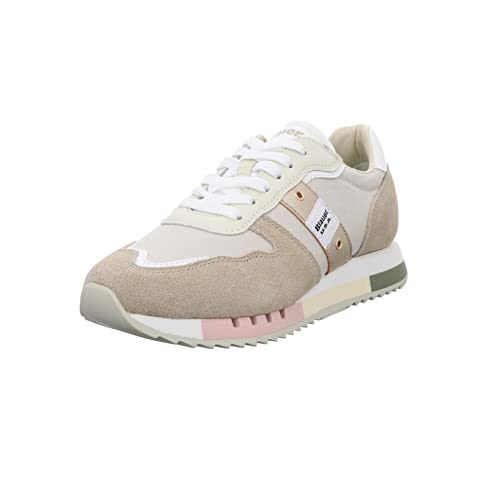 Blauer.USA Melrose 02 - Zapatillas deportivas con cordones para mujer, combinación de piel, para ocio, deporte, color azul, Fantasy Beige, 38 EU