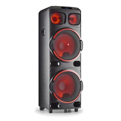 NGS Wild Dub 3 - Altavoz portátil de 1200W, Compatible con Tecnología Bluetooth y True Wireless Stereo, Doble Subwoofer 15” + Doble Tweeter 6