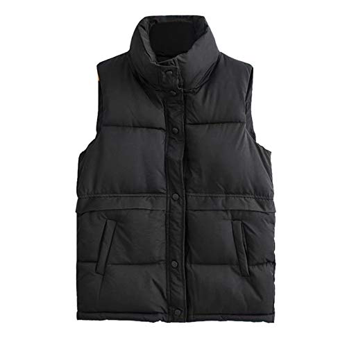 Dasongff Chaleco de mujer otoño largo – Chaqueta polar para mujer con capucha, abrigo de invierno para mujer, negro, chaqueta de plumón sin mangas para mujer, color negro, chaqueta de moto barata, 1