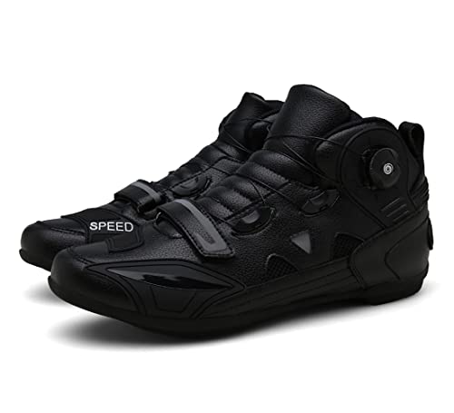 Botas Moto de Cuero Hombre Zapatos Moto Protectoras de Motocross Road Street Motocicleta Casual Zapatillas Transpirables Suela Antideslizante Impermeable