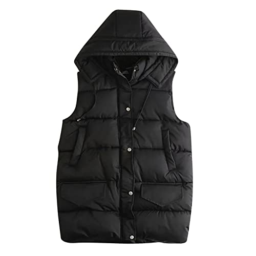 Dasongff Chaleco sin mangas para mujer chic – Abrigo de invierno para mujer, talla grande, chaqueta parka para mujer, primavera, chaqueta ligera con capucha, sin mangas, chaqueta de moto barata,