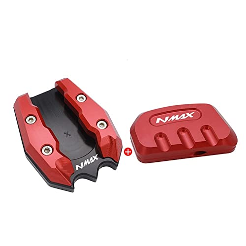 BONFUN Motocicleta Pie Pad Extensión Soporte Lateral de Motocicleta para YA&MAHA NMAX 125 NMAX 150 NMAX 155 2020 2021 V2 SEMSPEED Kickstand Enlarger Kit de Almohadillas de Soporte (Color : Red)