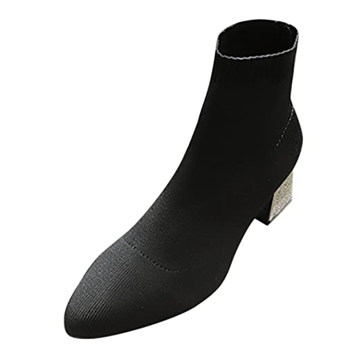 Dasongff Botines de tacón de cuña para mujer – Botas de invierno para mujer, botas de invierno, botas de invierno, estilo vintage, botas de invierno, botas de pantorrilla anchas, XXL, botas baratas,