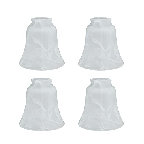 Aspen Creative 23030-4- Pantalla de cristal con forma de campana (4 unidades), 10,16 cm de alto x 10,16 cm de diámetro, Alabaster