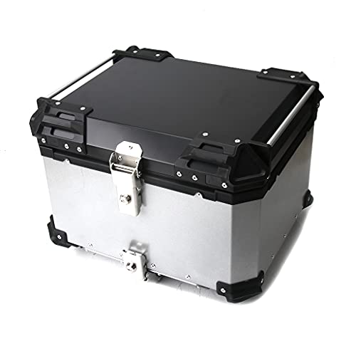 BigKing Caja de la Cola de la Motocicleta, Estuche Superior Universal de la Caja de Almacenamiento de la aleación de Aluminio del CNC Profesional (Plata, 55L)