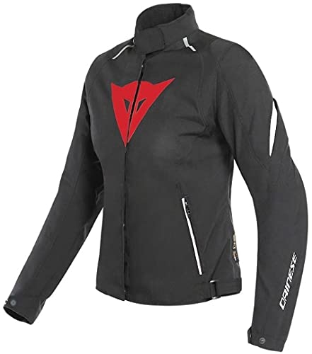 Dainese Laguna Seca 3 Lady D-Dry Jacket, Chaqueta Moto, Mujer, Negro/Rojo Lava/Blanco, 40