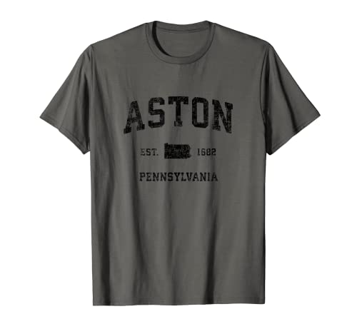 Aston Pennsylvania PA Vintage Sports Design Negro Print Camiseta