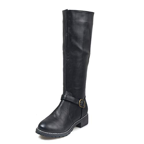 UMore Botas Altas Invierno Mujer, Camfosy Botas de Nieve Caña Ancha Zapatos Mujer Cuña Planos Sintética Peluche Jinete Bajo Cómodos Peludas Calentitas 2021