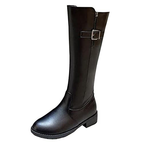 Dasongff Botas de mujer altas baratas – Botas de mujer de tacón alto sexy botas botas altas botas botas altas para mujer botas de vaquero Chukka botas botas botas de otoño invierno vintage, Negro ,