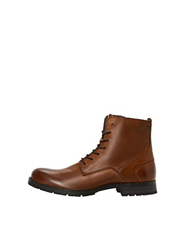 Jack & Jones JFWORCA Leather 19 STS, Chukka Boots Hombre, Marrón(Cognac Cognac), 46 EU