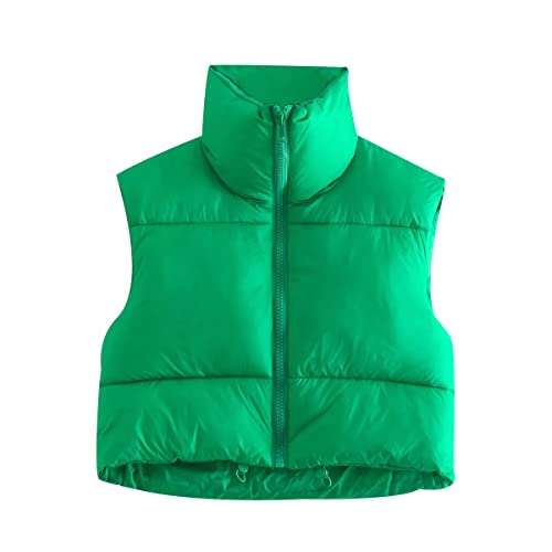 OADOBKICE Chaleco Tops Mujer Chaleco Corto Mujer Chaleco Invierno Mujer Abajo Chaleco Empacable Chaleco Sin Mangas Softshell Chaqueta Sin Mangas Bodywarmer Correr Senderismo Acampar Viajar Verde XL