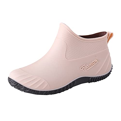 230 Botines Bajo Zapatos de Lluvia para Mujer a la Moda, Botines Impermeables para Exteriores para Mujer, Zapatos para jardín, Mujer Ropa De Lluvia Compatible with Moto (Khaki-2, 39)