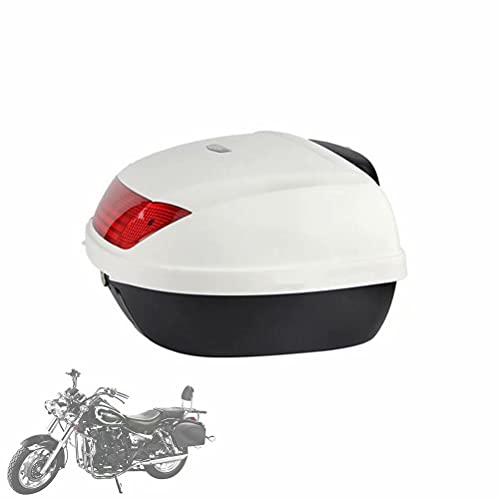 HGTRH Respaldo Moto Top Case, Respaldo de Maletas para Moto, Baul para Moto Dos Cascos Integrales - 58 x 43 x 32 cm - Blanco, 52 Litro(con Base Incluida) Motocicleta Topcase