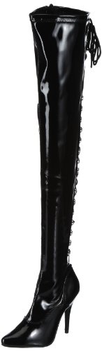 Pleaser SEDUCE-3063, Botas XL (por Encima de la Rodilla) Mujer, Negro Schwarz Blk Str Pat, 36