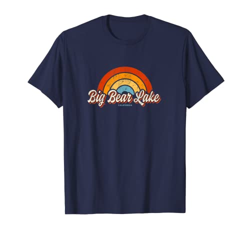 Big Bear Lake California CA Vintage Arco iris retro 70 Camiseta