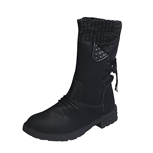 Dasongff Botines de mujer modernos para moto con tacón de bloque cómodo para mujer, botas de tobillo para otoño e invierno, botas de trabajo botas de nieve