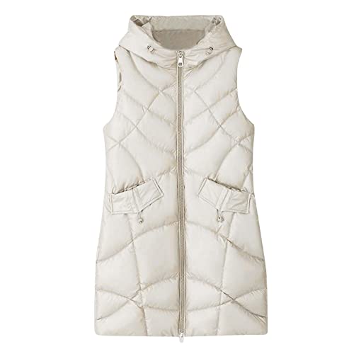 Dasongff Chaleco Sin Mangas Mujer Otoño Largo - Chaqueta Invierno Mujeres Abrigo Largo Caliente Mujer Chic Chaqueta Chaqueta Mujer Legere Negra Mediados Larga Chaqueta Moto Barata Capes, Blanc-A., M