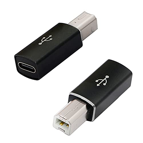 CERRXIAN 2 adaptadores USB C a USB B MIDI, tipo C hembra a USB 2.0, convertidor de carcasa de aluminio macho para dispositivos tipo C o portátiles conectados a piano eléctrico, impresoras, etc