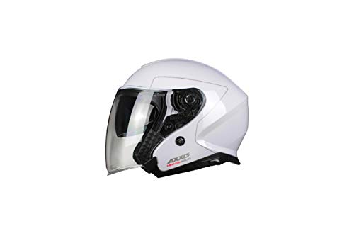 AXXIS Casco Moto Jet con Gafa Solar OF504SV Mirage SV Solid A0 Blanco Brillo Talla S (55-56 CMS) HOMOLOGADO