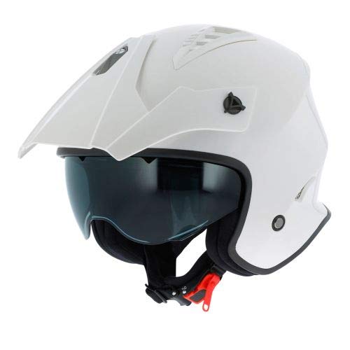 Astone Helmets - Casque de moto MINI CROSS monocolor - Casque jet au look enduro - Casque de moto look cross - casque de ville compact - gloss white XL