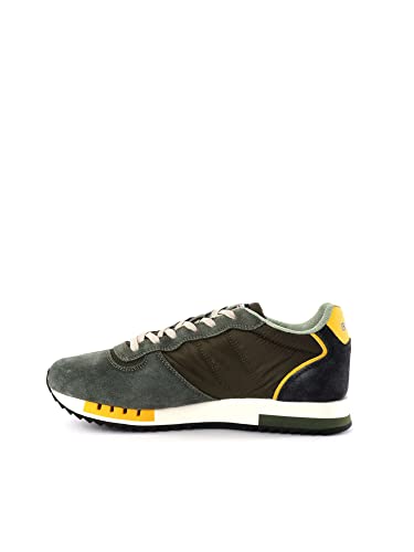 Blauer.USA Queens 01 - Zapatillas con cordones para hombre, combinación de piel/textiles, para ocio, elegantes, color verde oliva, amarillo, Verde Petrol Sonst Ko, 42 EU