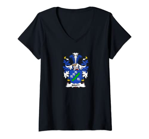 Mujer Escudo de armas Bratt - Escudo de la familia Camiseta Cuello V