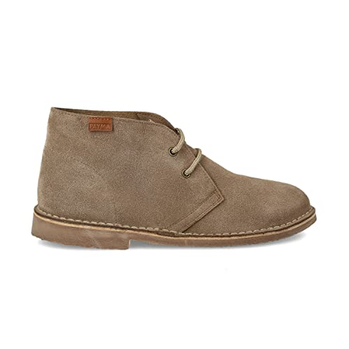 PAYMA - Botín Safari de Piel para Hombre y Mujer. Hecho en ESPAÑA. Botas Pisamierdas Chukka de Cuero Serraje Sport y Vestir. Cierre Cordones. Suela de Goma Crepe. Color: Taupe, Talla: EU 45