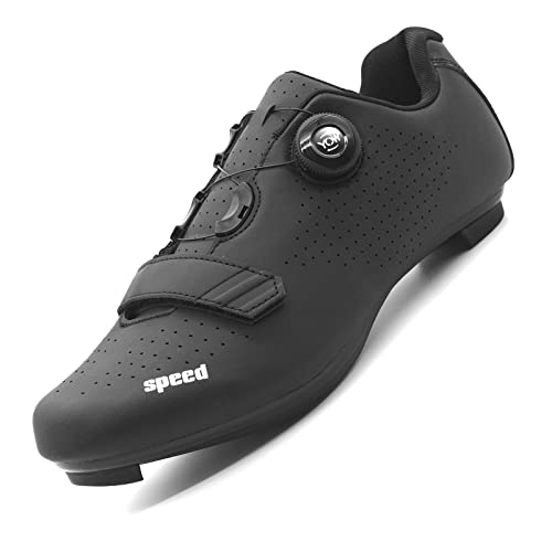 Zapatilla de Ciclismo Profesional Hombre Mujer Zapatos de Ciclismo de Antideslizantes SPD/SPD-SL Lock System para Bicicleta de Montaña/Carretera con Estilo de Encaje rápido Giratorio Negro 42 EU