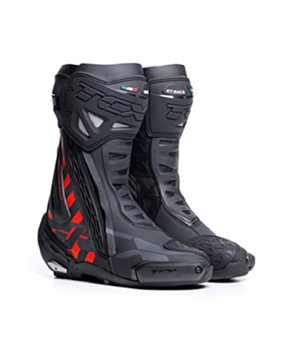 TCX RT-Race, Botas de Motociclista Hombre, Negro Y Rojo, 47 EU