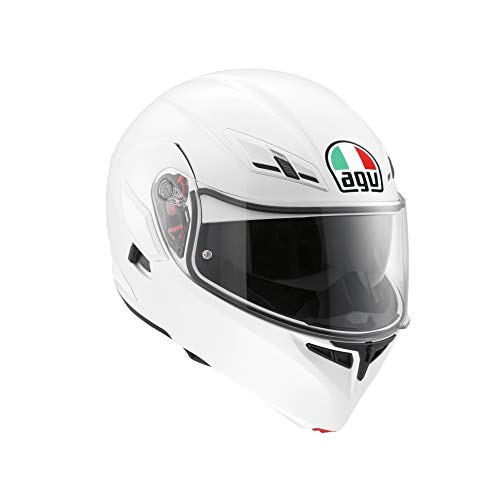 AGV 1021A4HY_001_M Compact ST Solid Casco Modular,Blanco, M