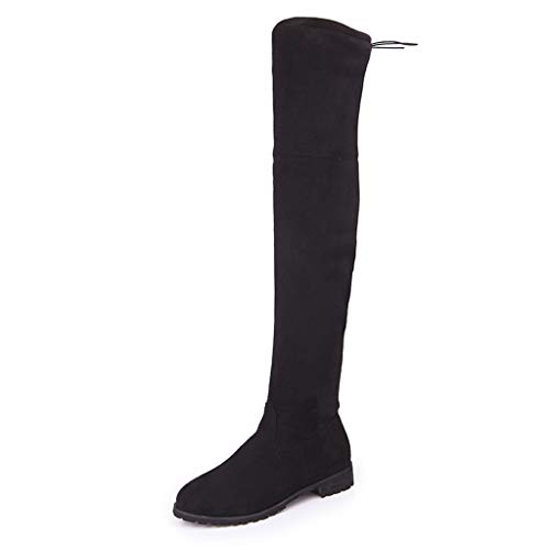 UMore Botas equitacion Mujer Negro Ante sintética Elegantes Aumento Otoño Invierno Caliente Casual Botas Altas de Rodilla Botas de Mujer Otoño Invierno,Botas Altas Mujer