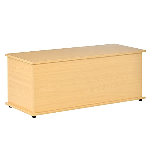 HOMCOM Baúl de Almacenamiento de Madera Taburete para Almacenaje con Tapa para Dormitorio Salón Carga MAX. 60 kg 100x40x40 cm Natural