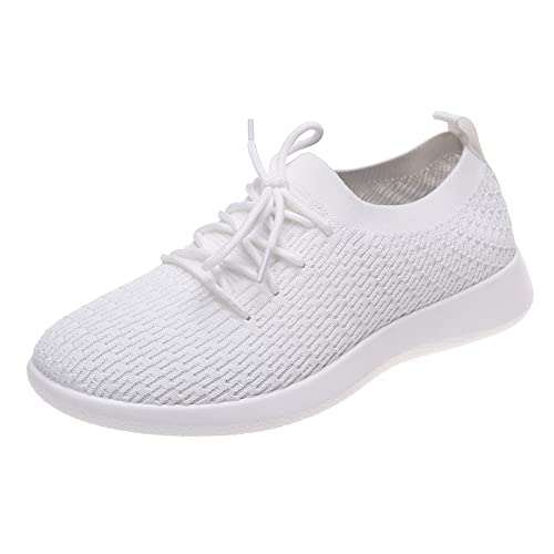 Zapatillas de deporte de malla para mujer, zapatillas de correr atléticas, tenis transpirables, zapatillas de deporte, zapatos de caminar, bota compatible con moto piel, blanco, 39 EU