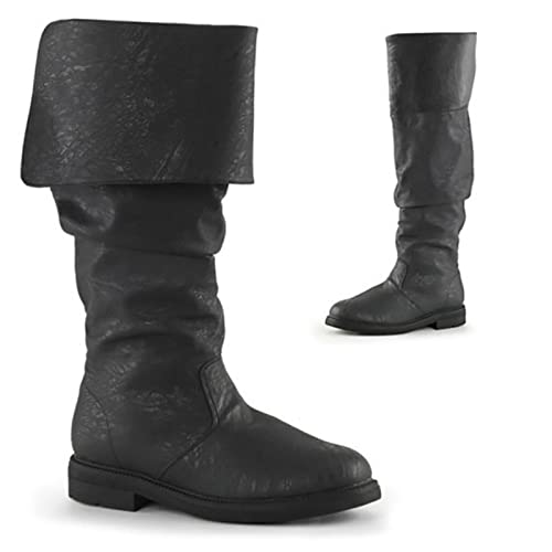 TWapRE Botas Medievales Retro para Hombre, Zapatos De Caballero Pirata Vikingo Steampunk, Zapatos De Bota Martin para Exteriores Góticos Renacentistas,Negro,42