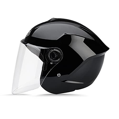 LIONCIANO Cascos De Motocicleta para Hombres y Mujeres, Cascos De Ciclomotor con Viseras.El Cabezal Anticolisión Protege La Seguridad Vial De Los Usuarios(Negro)