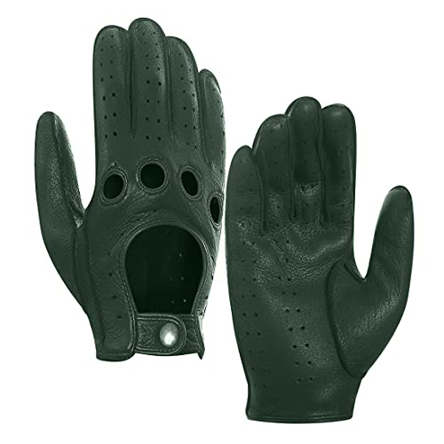 Harssidanzar Hombre Guantes De Cuero De Cuero De Venado Sin Forro, Cazador Verde, L