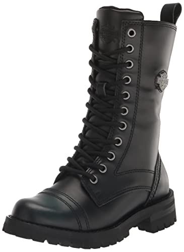 HARLEY-DAVIDSON FOOTWEAR Walsen - Bota de motocicleta de encaje de 8 pulgadas para mujer, Negro -, 36 EU