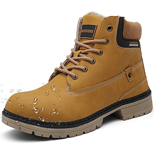 Botas de Nieve Hombre Mujer Cálido Botines Planas Invierno Impermeables Zapatos Senderismo Zapatillas Deportes Confortables Sneakers, Marrón, 39 EU