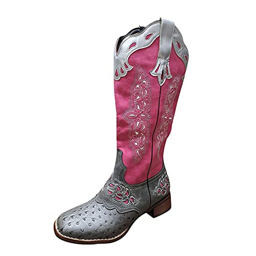 Yowablo Botas Mujeres Zapatos De Puntera Cuadrada Botas De Moda Caballero De Color Surtido, rosa, 37 EU