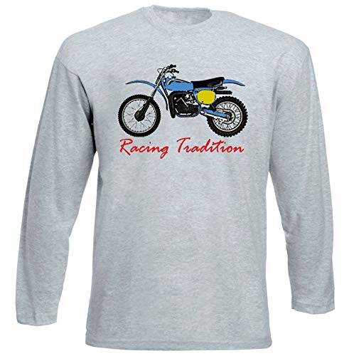 Teesandengines Bultaco pursang mkii 370 Racing Tradition Tshirt de Manga Larga Gris para Hombre Size Xxlarge