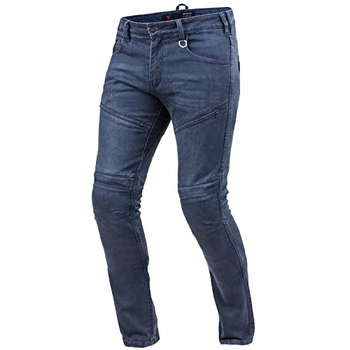 Shima Gravel Vaquero Moto Hombre - Pantalones Jeans Ventilados Slim Fit Hombres con Refuerzos de Kevlar, Prottecion CE de Rodilla y Cadera (Azul, 34)