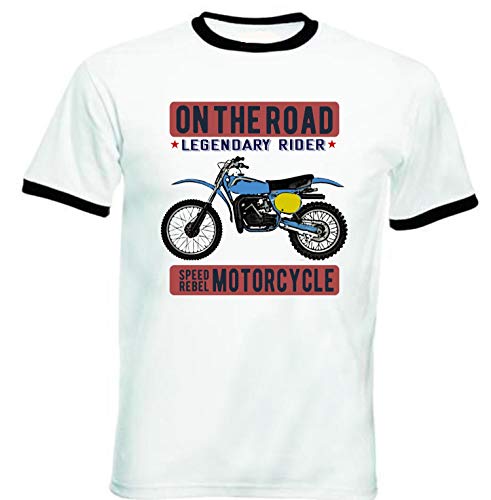 Teesandengines Bultaco pursang mkii 370 on The Road Rider T-Shirt de Hombre con Bordes negrosSize Medium