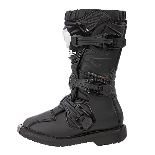 O'NEAL | Botas de Motocross | Niños | Motocicleta de Enduro | Comodidad gracias a la plantilla Air-Mesh, cuatro hebillas, material sintético | Botas Rider Pro Youth | Negro | Talla 1/33