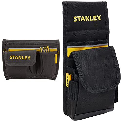 STANLEY 1-93-329 - Portaherramientas de Nylon para cinturón, Negro/Amarillo + Bolsa para Efectos personales