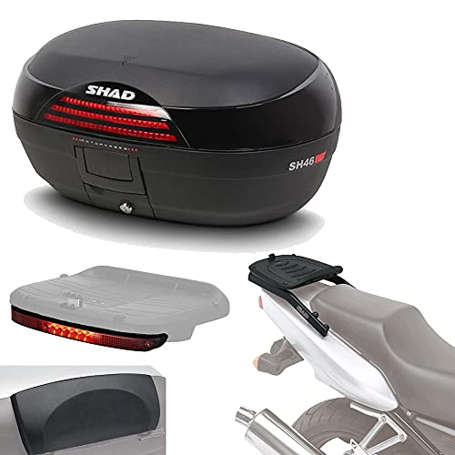 Sh46lurehe165 - Kit fijacion + Maleta baul Trasero + luz de Freno + Respaldo Regalo sh46 Compatible con Yamaha nmax 125 2015-2017