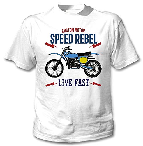 Teesandengines Bultaco pursang mkii 370 Speed Rebel Camiseta Blanca para Hombre de Algodon Size Medium