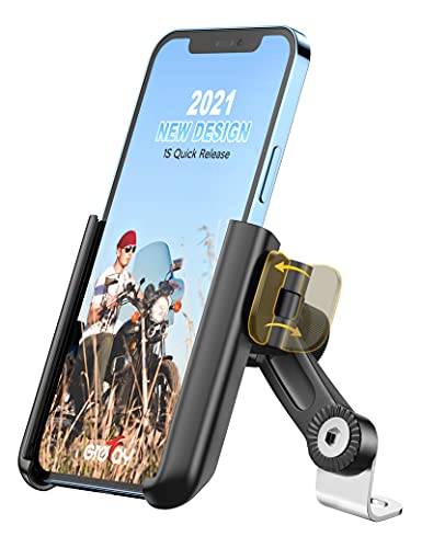 Grefay Soporte Teléfono Motocicleta Soporte Movil Moto Desmontaje Rápido 1S Soportes Teléfono Espejo Retrovisor Motocicleta con 360 ° Giratorio ​​para Teléfonos Inteligentes de 3.5-7.0 Pulgadas